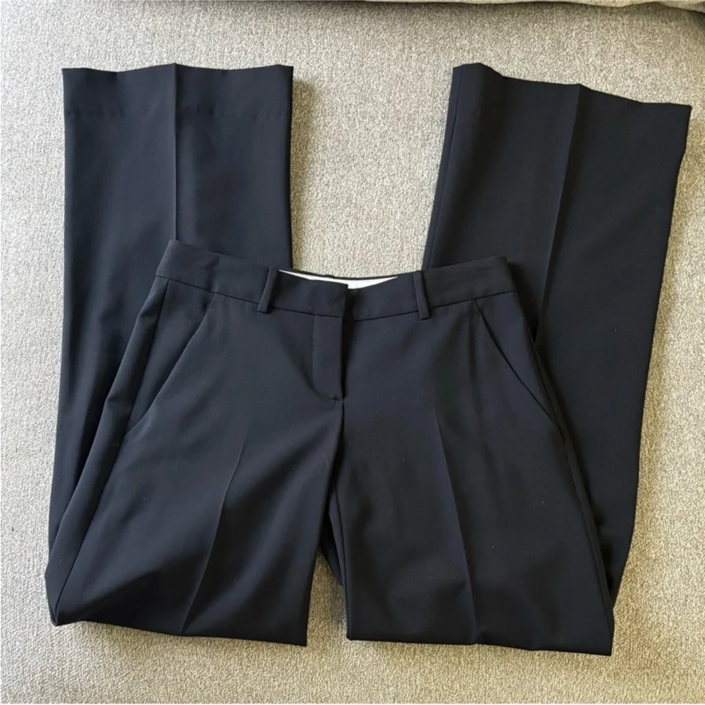 Theory Black Wool Flare Dress Pants Tailored Career Trousers Size 0 Made in USA - Picture 8 of 12